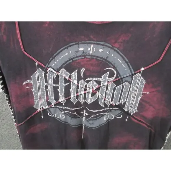 Affliction Live Fast Men’s XL Thin T-Shirt Red Black Gothic Cross Stitch USA - Picture 10 of 16